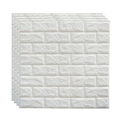 70X79CM 3D Self Adhesive Pe Foam Wall Panels Brick White- Pack Of 4