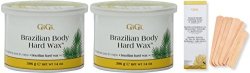Gigi 2-PACK Hard Body Wax For Brazilian & Sensitive Areas And Bonus Free Muslin And Spatula Combo Kit Included