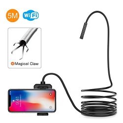 Depstech 1200P Wireless Endoscope 2.0 Mp HD Wifi Borescope Inspection Camera 16 Inch Focal Distance Snake Camera With Phone Holder And Magical Claw For