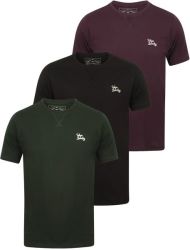 Tokyo Laundry - Mens Koppelo 3 Pack Crew Neck Cotton T-shirts In Hunter Green Aubergine Black Parallel Import