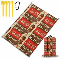 T.worlg F-all-out Cola Large Size 78" X57" Sand Proof Outdoor Picnic Blanket Waterproof Quick Drying Beach Picnic Mat Durable With 4 Stakes & 4 Corner Pockets Storage Bag