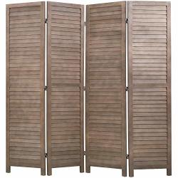 4 Panel Wood Room Divider 5.75 Ft Tall Privacy Wall Divider 68.9 X 15.75 Each Panel Folding Wood Screen For Home Office Bedroom Restaurant Brown