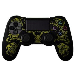 GAM3GEAR Dragon Pattern Silicon Protect Case Skin Jacket For PS4 Dualshock 4 Controller Black Yellow