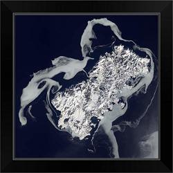 Canvas On Demand Sea Ice Surrounds The Volcanic Island Of Shikotan Black Framed Art Print 19"X19"X1
