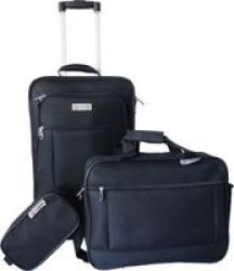 ECO 3 Piece American Aviator Luggage Set in Black
