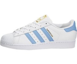 Adidas Youth Superstar Foundation White Blue Leather Trainers 5 Us