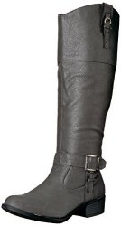 Rampage Women's Ivelia Fashion Knee High Casual Riding Boot Grey Wide Calf 7.5 M Us