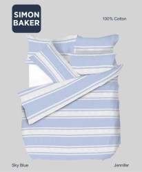 Simon Baker Jennifer Printed 100% Cotton Duvet Cover Sets - Sky Blue Various Sizes - Blue Three Quarter 150CM X 200CM +1 Pillowcase 45CM X 70CM