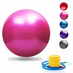 Jranter Yoga Exercise Ball 55 65 75 85 95CM With Quick Foot Pump Professional Grade Anti Burst & Slip Resistant Balance Ball For Workout& Fitness Pink & 95 Cm
