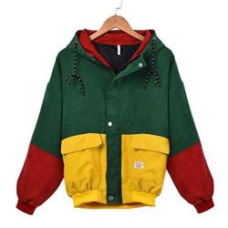 Women Hoodie Jacket,Lelili Warm Three-Color Patchwork Long Sleeve Zip Button Up Pockets Jacket Outwear Coat with Hood 