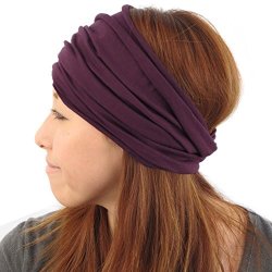 Casualbox Mens Japanese Elastic Cotton Headband Wrap Bandana Purple