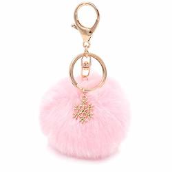 Raylans Large Fluffy Faux Raccoon Fur Pom Pom Ball Car Keychain Handbag Key Ring