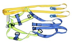Yellow & Blue Safety Harness With Double Lanyard & Snap Hooks