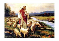 Puzzlelife Jesus & Sheep 1000 Piece - Large Format Jigsaw Puzzle. Can Be Enjoyed Puzzle Game By All Generation. Beautiful Decoration Pleasant Play. Free Bonus Poster