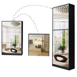 Hazlo 5 Door Stackable Shoe Storage Cabinet With Mirror - Brown