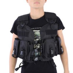 Airsoft Camouflage Military Molle Combat Assault Plate Carrier Vest - Black