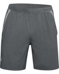 Men's Ua Launch Sw 7 Inch Branded Shorts - Black Medium Heather 3XL