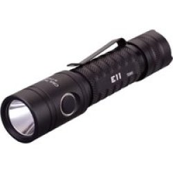 E11 1250 Lumens 216M Throw Rechargeable Flashlight Black