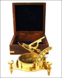 Redskytrader Real Simple A Handtooled Handcrafted Brass Sundial Compass W hardwood Box
