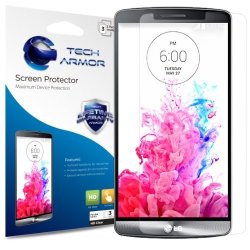 Tech Armor LG G3 HD Clear Film Screen Protector Polyurethane Film With 99.99% HD Clarity And Touch Accuracy Clear 3-PACK
