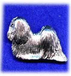 Dog Brooch Silver Plated -lhaso Apso