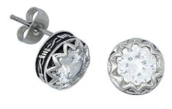 Crystal Barbed Wire Stud Earrings ER1307CZ