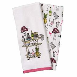 Envogue Classic Gold Serving Trolley Bar Cart Kitchen Towel Set Of 2 Cotton Decorative Tea Towels For Dish And Hand Drying