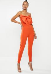 Missguided Bow Front Bandeau Jumpsuit - Orange