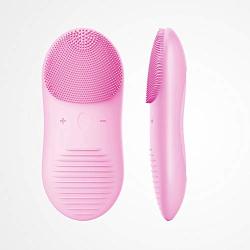 Sonic Electric Cleansing Instrument Silicone Vibration Deep Cleansing Skin Massage Facial Wash Brush Pink
