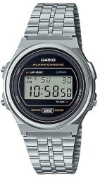 Casio Retro Youth Stainless Steel Digital Unisex Round Watch Black Silver