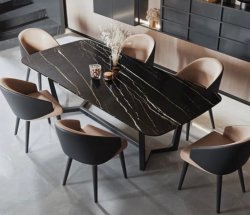 Roma Leather Dining Chairs Custom Made - Hertex Fabric
