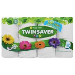 Twinsaver 1-PLY Toilet Paper White 8 Rolls