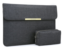 13" Laptop Protective Sleeve Case With Carry Bag Chiffon Fabric Dark Gray