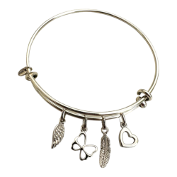 Balance & Growth Sterling Silver Bangle And Charm Set - 7 Piece