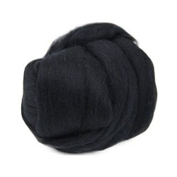 Raylans 50G Wool Top Roving Needlefelting Dyed Spinning Wet Felting Black