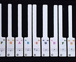 ANDOT Piano Stickers For 49 61 76 88 Key Keyboards - Transparent And Removable With Free Piano Ebook