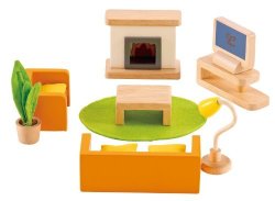 Hape Wooden Doll House Furniture Media Room Set