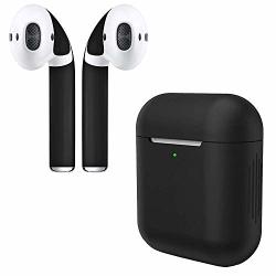 Apskins Skins & Silicone Charging Case Cover Airpods 2 Wireless Charging Light Visible Compatible With Apple Airpods Accessories Free Replacements Black Case And Matte Black Skin