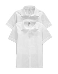 Short Sleeve White School Shirts 2 Pack
