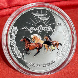 Tokelau $1 Year Of The Horse Trio Of Horses Silver Coloured Coin 2014