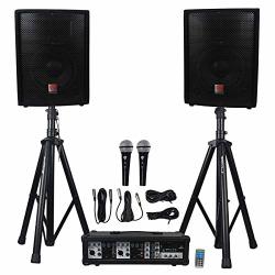 Rockville Package Pa System MIXER AMP+10 Speakers+stands+mics+bluetooth RPG2X10 V2