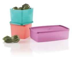 Tupperware Large Square Rounds 800ML X 2 & Handy Diner 1.4L