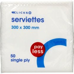 Payless 1-PLY Serviettes 50 Serviettes