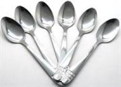 Catering 6 Piece Stainless Steel Dinner Tea Spoons Set With Square Design Printed On Handle Retail Box No Warranty   Product Overviewthe