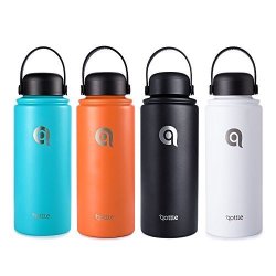 32OZ Stainless Steel Sports Water Bottle - Qottle Wide Mouth Thermos Vacuum Insulated Double Wall Water Flask For Gym Travel Hiking Camping Picnic -aqua Blue
