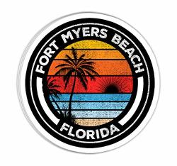 Chillylkst Vintage Fort Myers Beach Florida Souvenir Beach - 4X3 Vinyl Stickers Laptop Decal Water Bottle Sticker Set Of 3