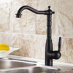 Jiuzhuo Classic Single Handle 360-DEGREE Swiveling Spout Kitchen Faucet Sink Mixer Tap Antique Black