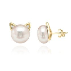 Pavoi 14K Yellow Gold Plated Cat Pearl Earrings