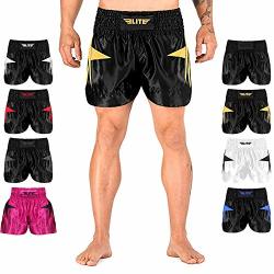 Elite Sports Muay Thai Mma Kickboxing Shorts Kickboxing Muay Thai Training Shorts For Men And Women Gold XL