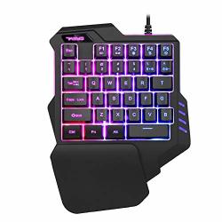 Fkytion PC Game Gaming Keyboard One Handed Mobile PC Gaming Keyboard USB Wired MINI Gaming Keyboard With Rgb LED Backlight Portable Game 35 Keys